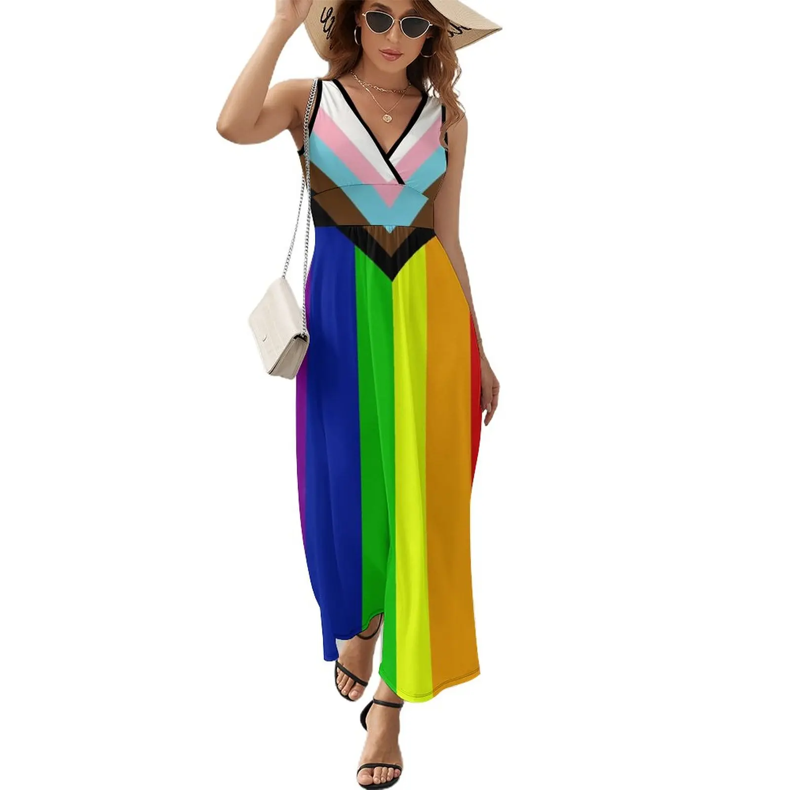 “Progress” Pride Flag by Daniel Quasar Sleeveless Dress elegant women's dresses sale womens clothing