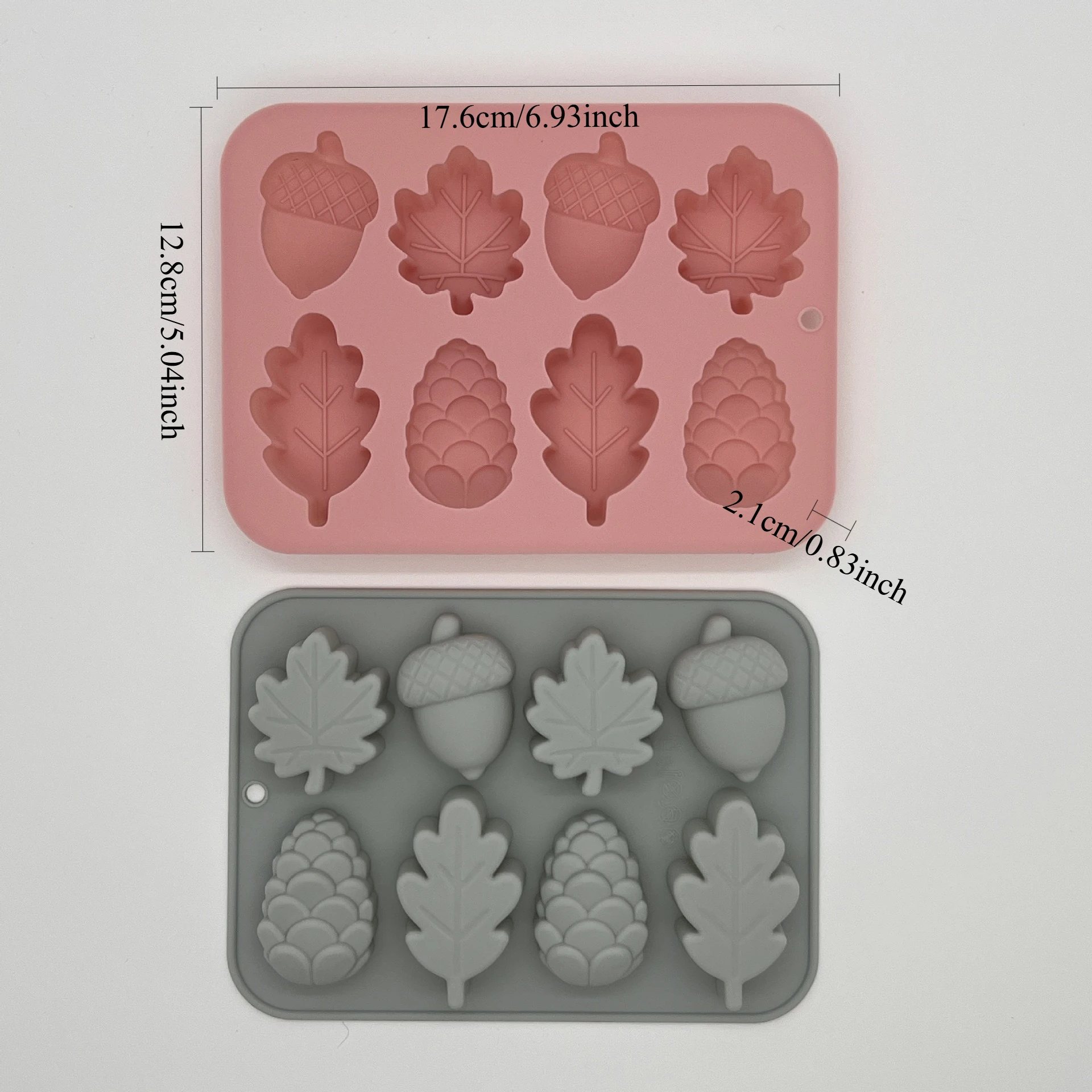 8 Cavity Autumn Oak Leaf Pine Cone Acorn Silicone Mold Food Grade Chocolate Candy Jelly Ice Cube Tray DIY Fall Cake Decor Mould