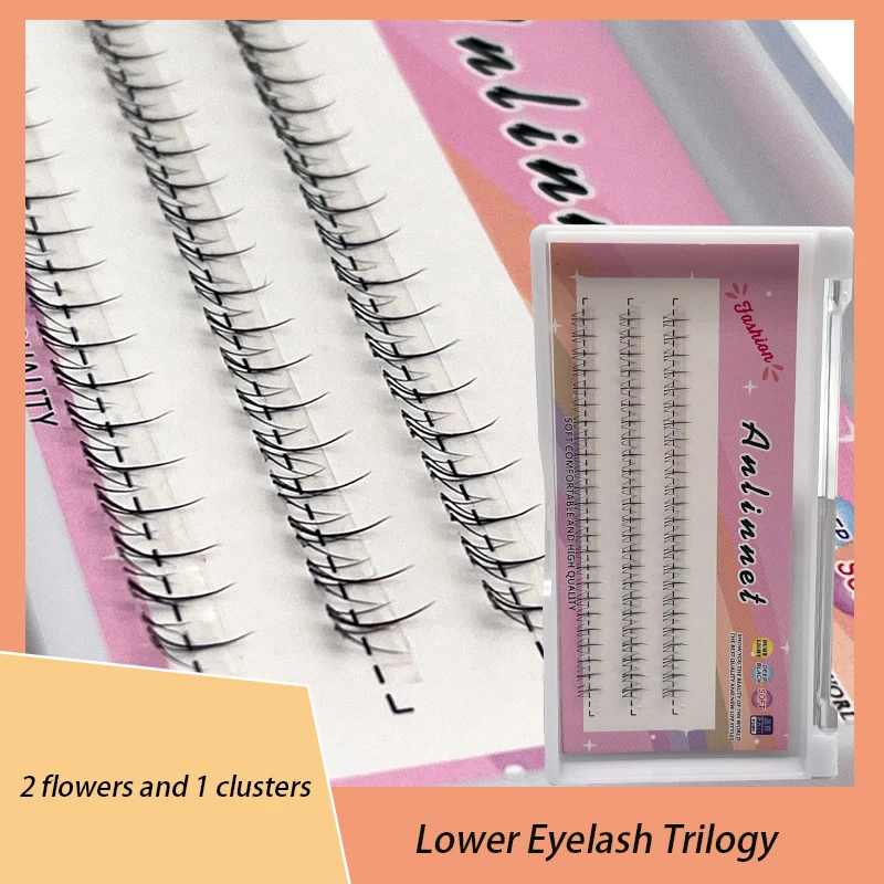 Individual Lashes 3 rows V-Shaped Lower Eyelashes Natural Lower Under Eyelash Easy Grafting Makeup Extension Tools