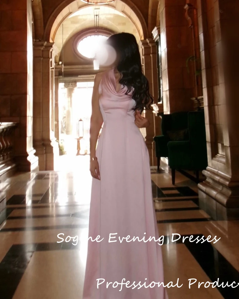 Robes de soirée en satin rose respirant, col licou, sirène, vertes, vertes, pour femmes, sans manches, robes de soirée, Occasions formelles