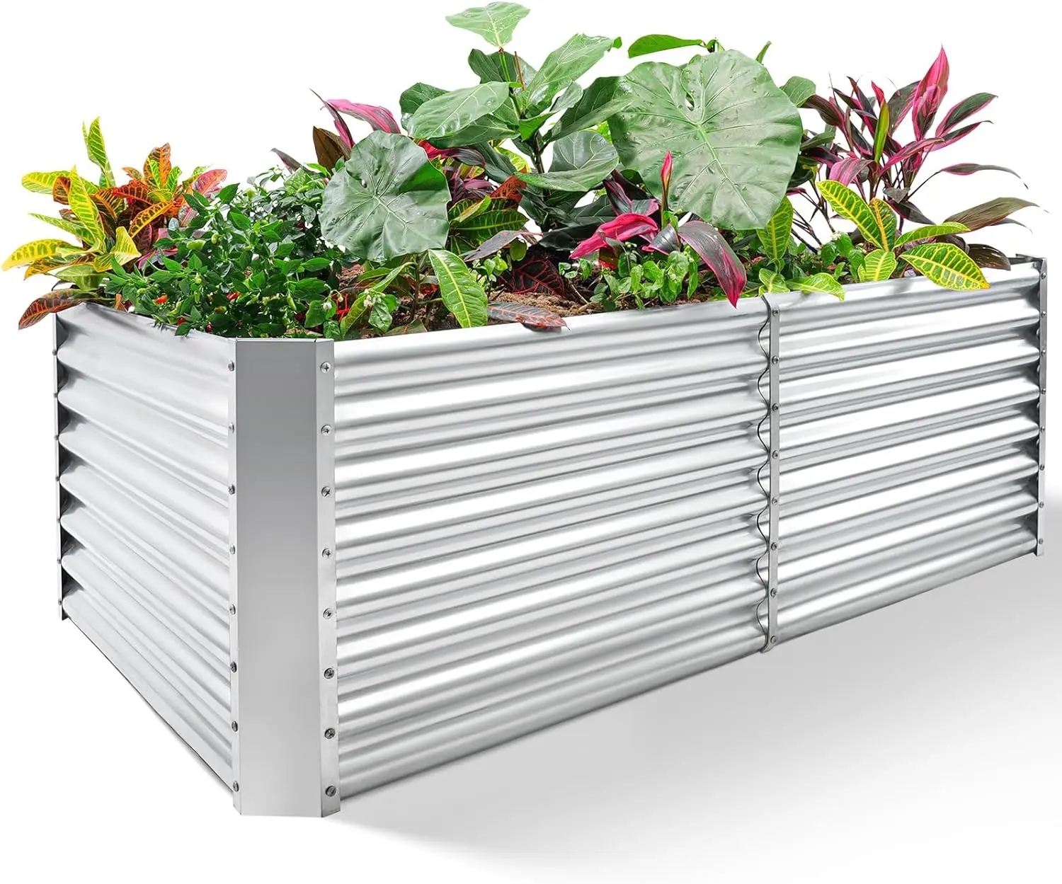 8x4x2 ft Galvanized Raised Garden Bed Kit, Large Metal Planter Box for Outdoor Vegetables