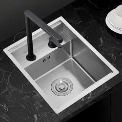 35x45cm Black Hidden Kitchen Sink Washbasin Stainless Steel Hand-made  Single  for Bar Small Basin Balcony Pool