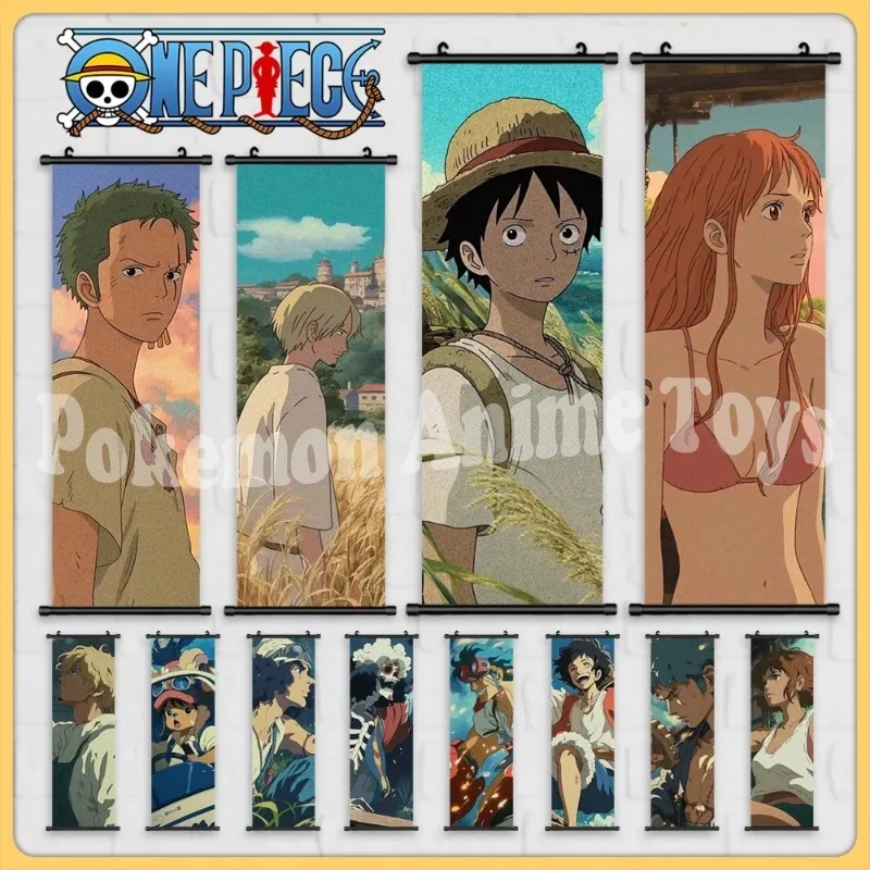 HD Print Luffy Picture ONE PIECE Poster Anime Canvas Usopp Zoro Wall Art Painting Hanging Scrolls Cartoon Modular for Home Decor