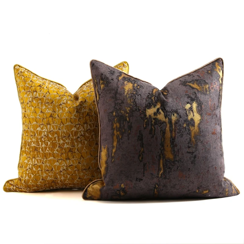 DUNXDECO Luxury Golden Color Room High Density Jacquard Cushion Cover Decorative Pillow Case Art Home Sofa Chair Bed Coussin