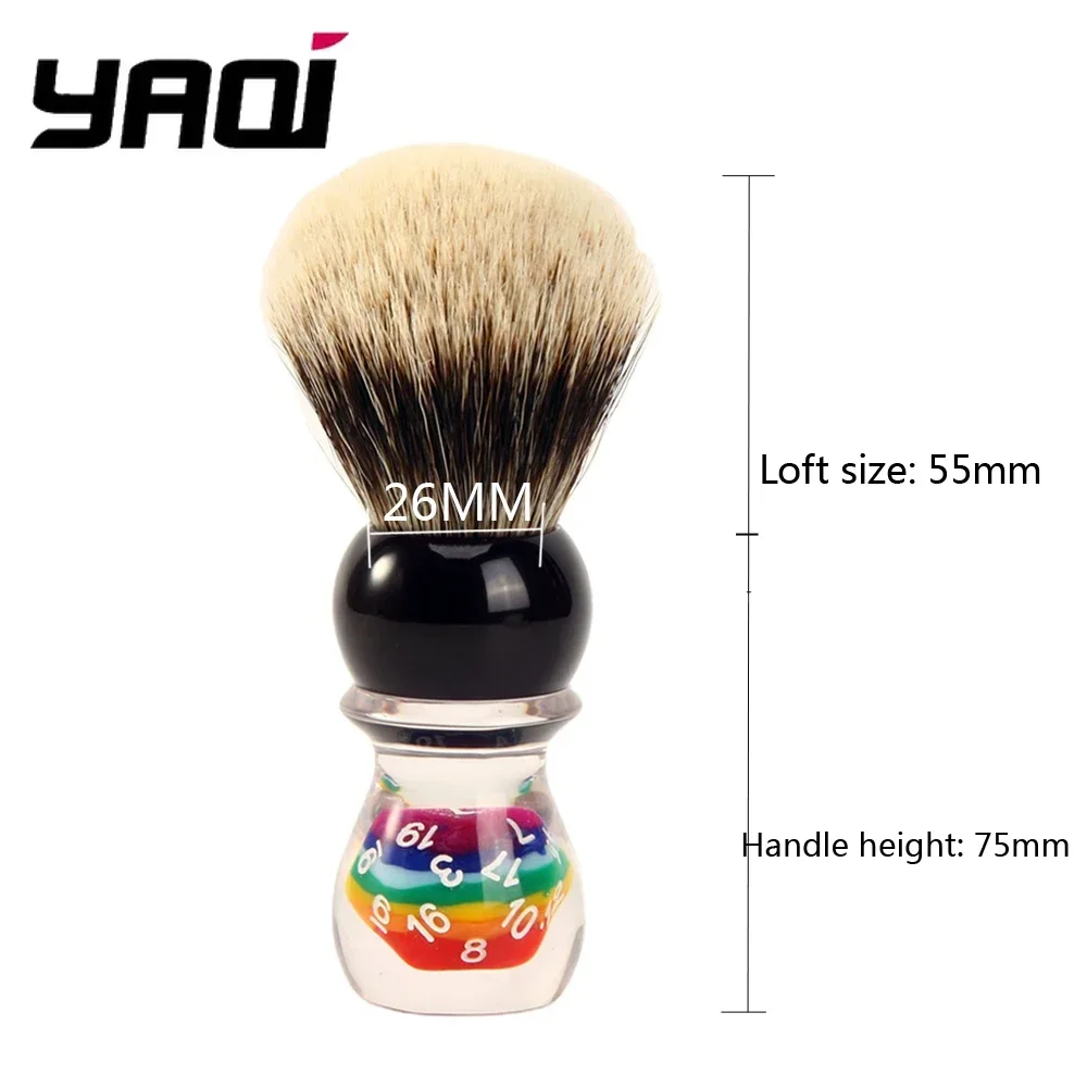 YAQI 26mm Men's Shaving Set - Lucky Dice Design Two Band Badger Hair Shaving Brush with Shaving Soap for Facial Cleansing