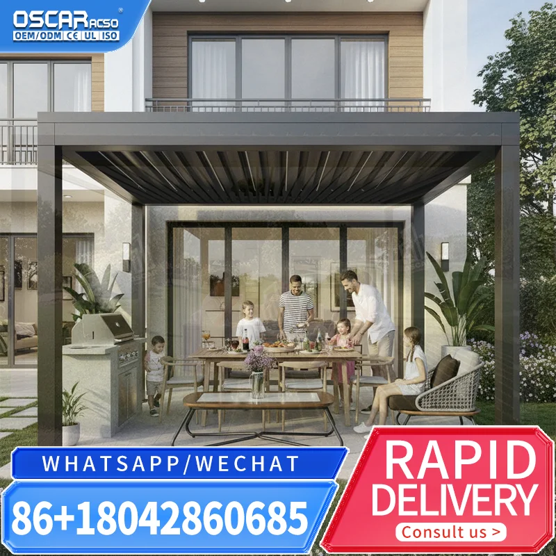 Fixed Roof Aluminum Bioclimatic Pergola Eco Friendly Luxury Design Customized Outdoor Canopy for Balcony Garden Patio pergola