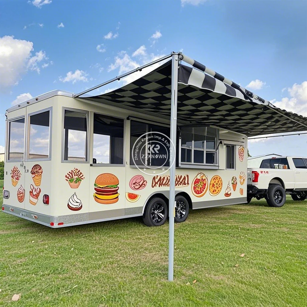 Rimorchio per alimenti Catering Carrello per taco completamente attrezzato Carrello per gelati da cucina mobile Rimorchi per barbecue Camion per alimenti economico con cucina completa