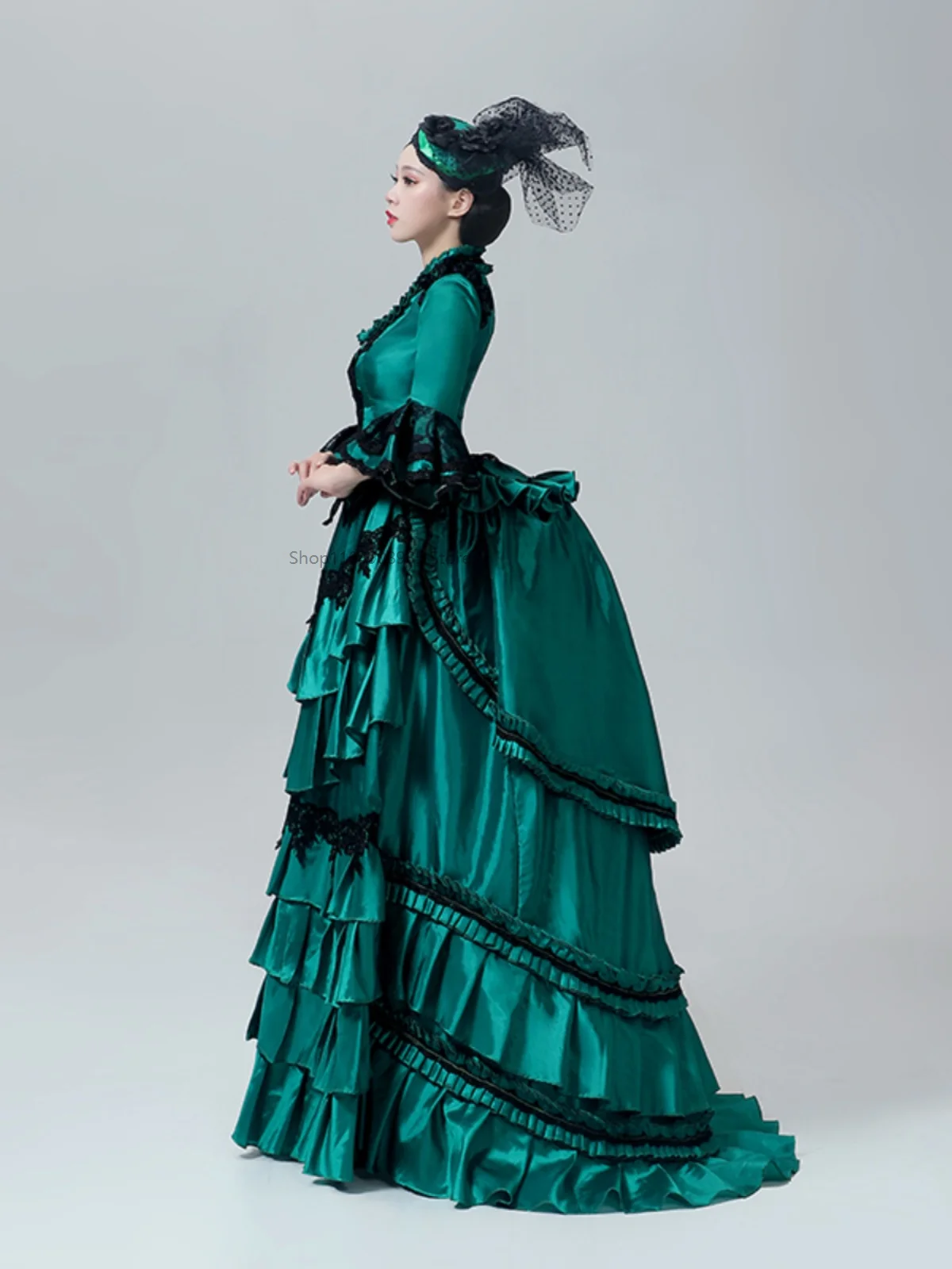 

Christmas Victorian Party Green Costume Victorian Bustle Masquerade Dress