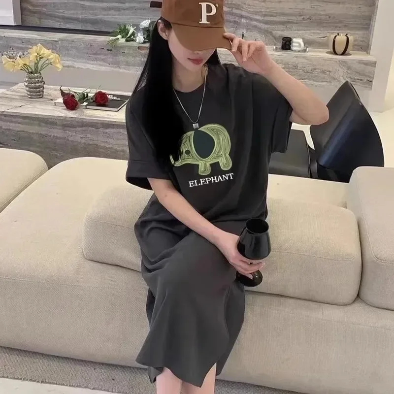 Mode Europe et états-unis dessin animé imprimé à manches courtes dames été et automne nouveau col rond ample vêtements de maison