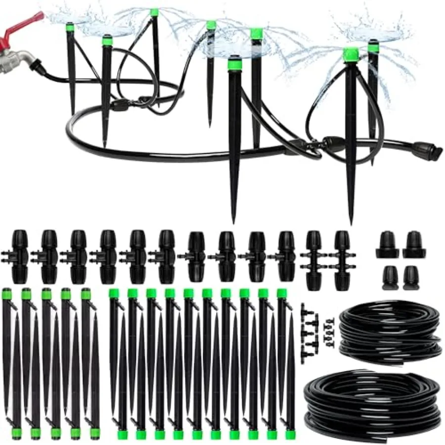 

Drip Irrigation System Kit - Complete Premium Garden Watering System with Adjustable Sprinkler Emitters 5/16 1/4 Tubing and Fit