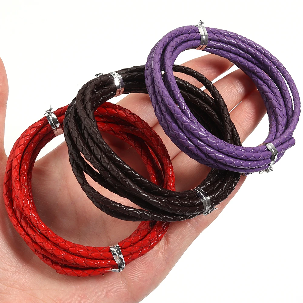 

2Yards 3/4/6mm Braided Leather Cord Rope Strip Round Leather Cord for DIY Home Decoration Making Supplies Crafts Accessory