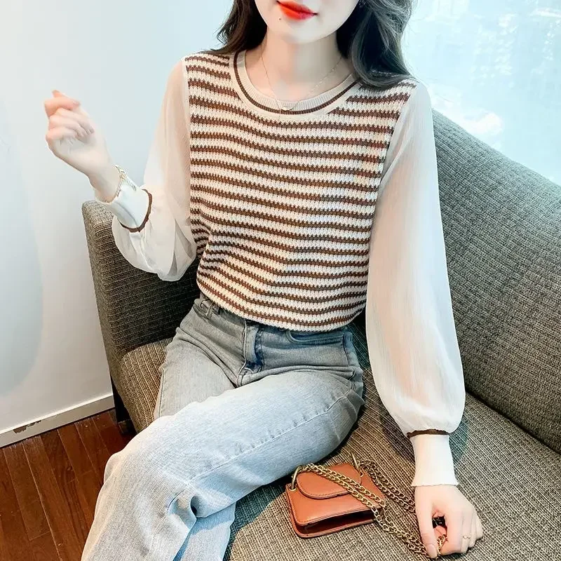 Striped Top Female Spring Autumn Women's Long Sleeve T-shirt Fashion Korean Streetwear Sale Clearance Y2k Korea Cheap Clothes