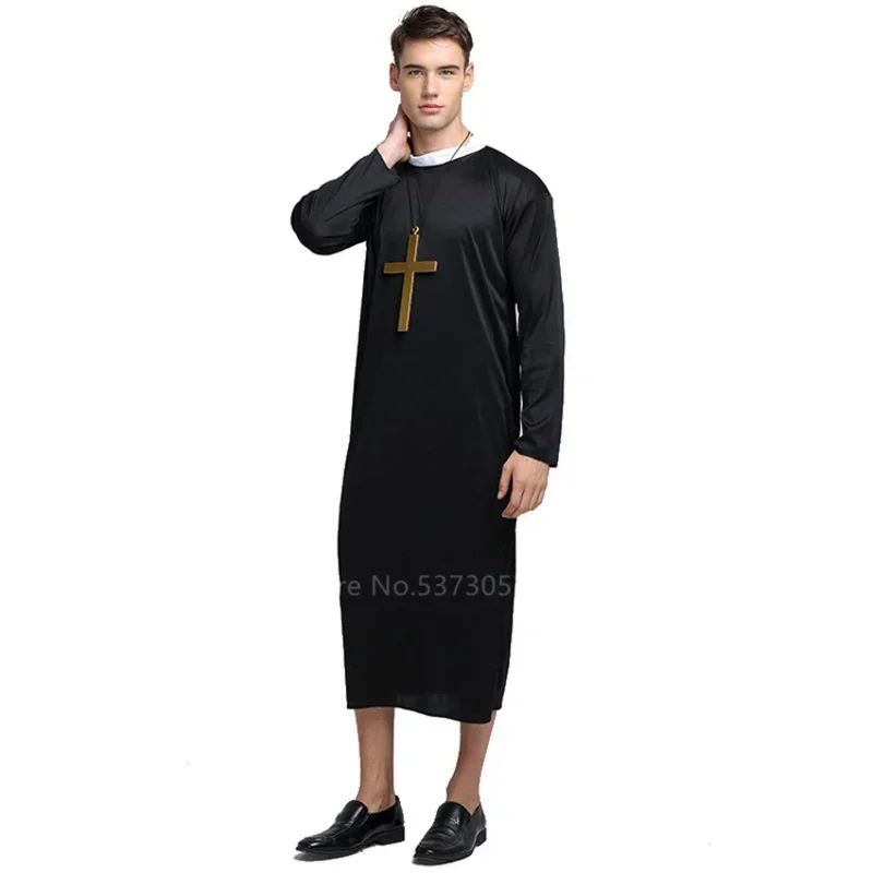 Missionary Cosplay Costumes for Women Halloween Carnival Priest Nun Long Robes Religious Pious Catholic Church Vintage Medieval