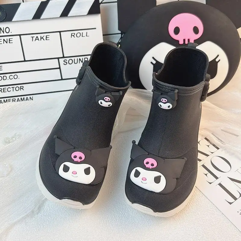 Anime Kawaii Sanrios Kuromi Kid Rain Boots Outdoor High Top Martin Boot Waterproof Nonslip Cute Casual Shoes Light Child Sneaker