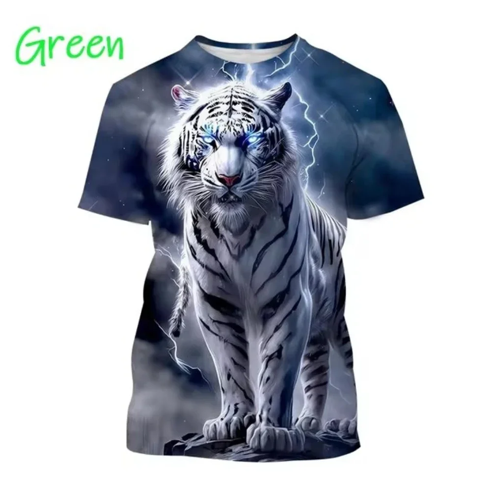 New Hot New Fashion White Tiger 3D Printed T-shirt Animal Tiger Printed Men's and Women's Cool Casual T-shirt Harajuku Style Str