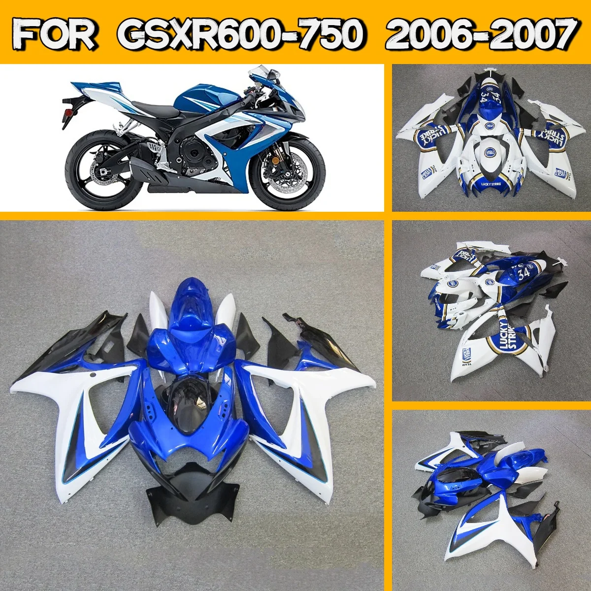 For 2006 2007 Suzuki GSXR600 GSXR750 Easy Install Plastic Part Body Kit Motorcycle Fairings 06 07 GSXR 600 750 Fairing Set