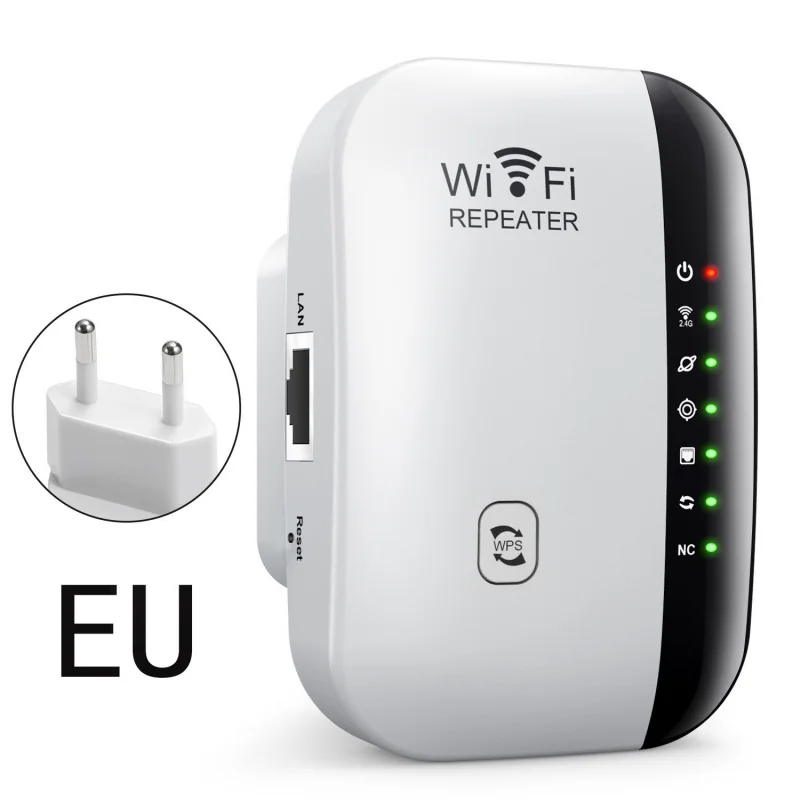 

WiFi Repeater 300Mbps Wireless Signal Booster, 4/7 LED Extender for Home Router, US/EU/UK/AU Plug 3 Generations