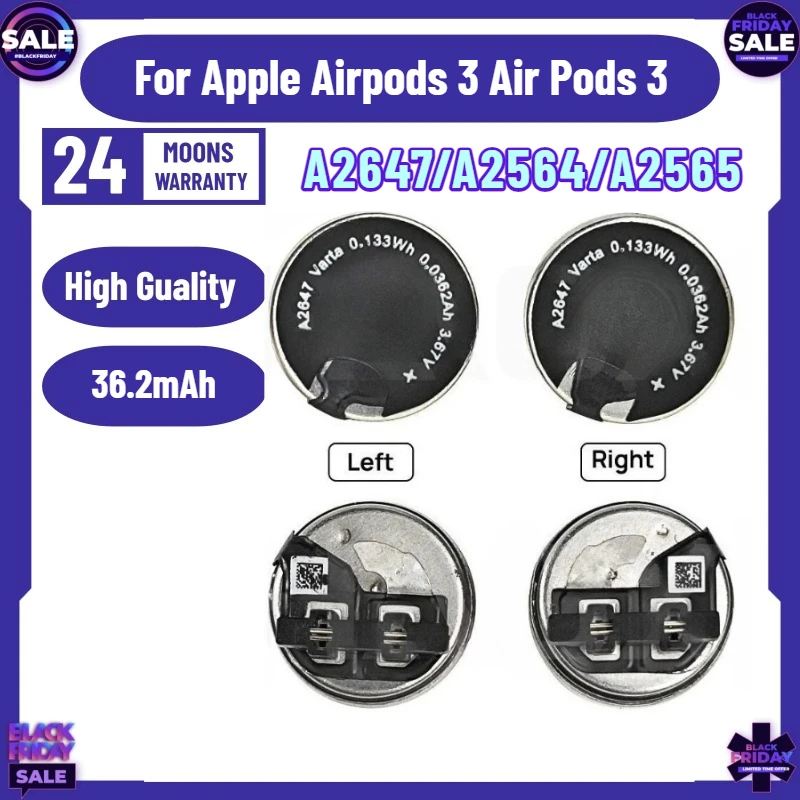 

A2647 Battery for Apple Airpods 3 Air Pods 3 A2564 A2565 Airpods 3rd Replacement Earphone Battery