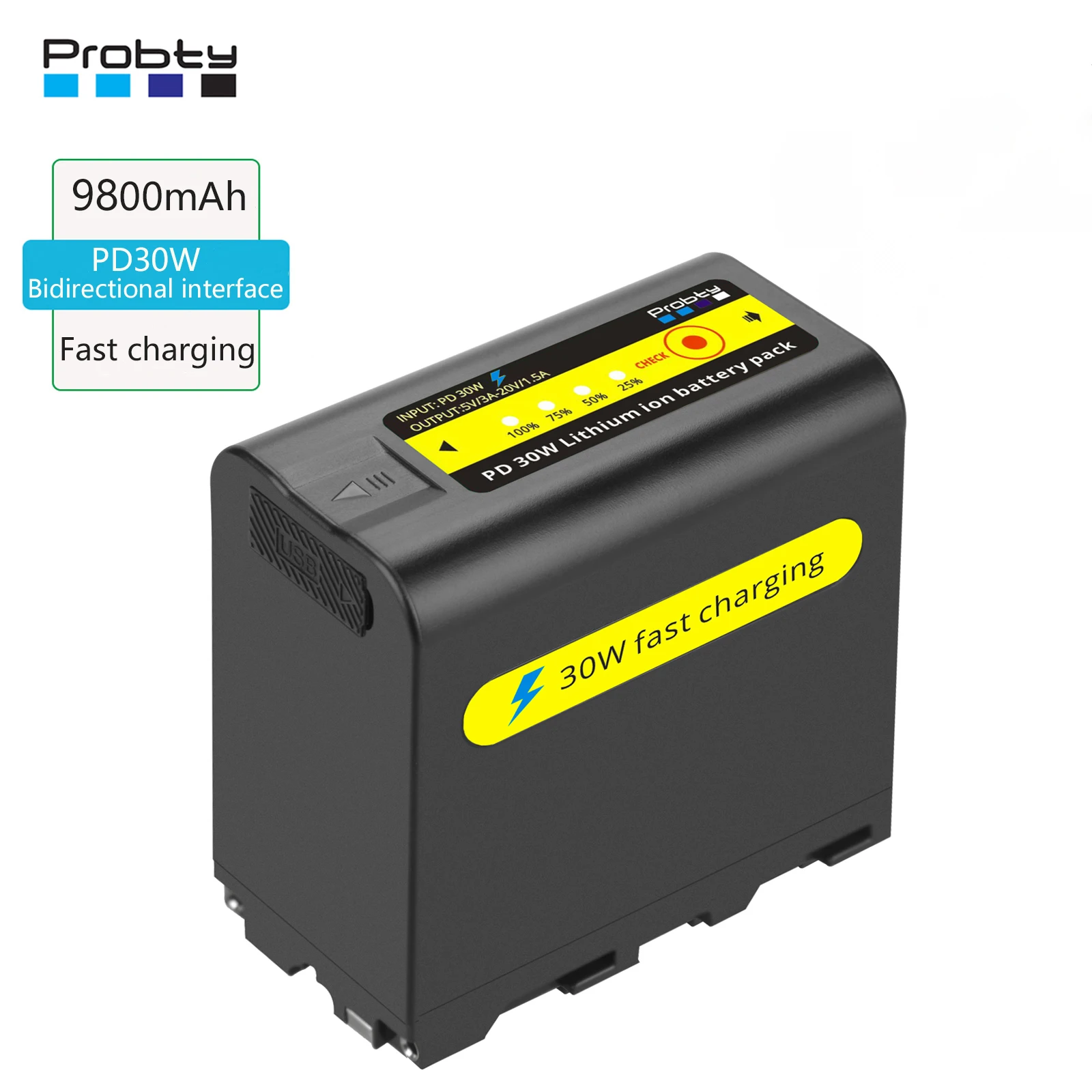 9800mAh NP-F970 NPF970 Battery with 30W PD Two-way Fast Charging LED Display for Sony  CCD-RV100 NP-F970 F960 F750 F550 Battery
