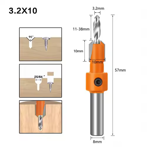 8mm Shank HSS Woodworking Countersink Router Bit Screw Extractor Remon Demolition for Wood Milling Cutter Woodworking Tools - Image 12