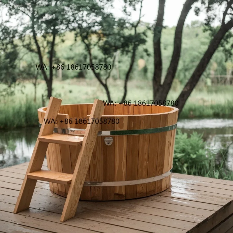 New Design 2 Person Wooden Rectangle Ice Bath for Tub with Massage Eco-Friendly Indoor Swim Spa