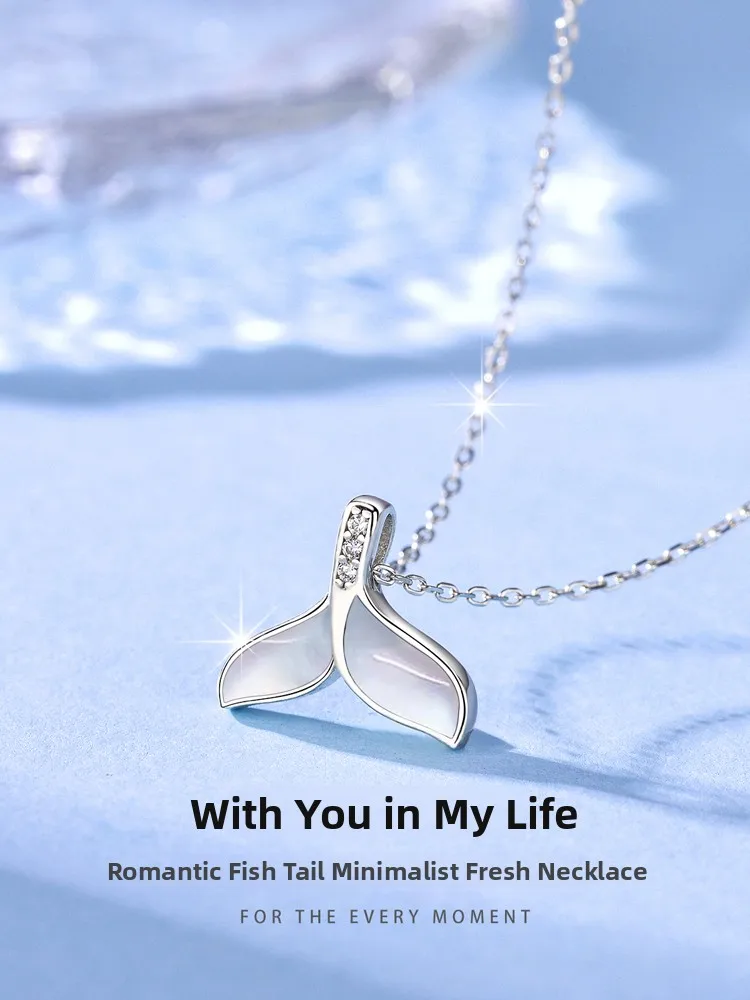 pure-999-sterling-silver-fish-tail-necklace-women's-autumn-winter-jewelry-original-design-ocean-pattern-cross-chain-pendant