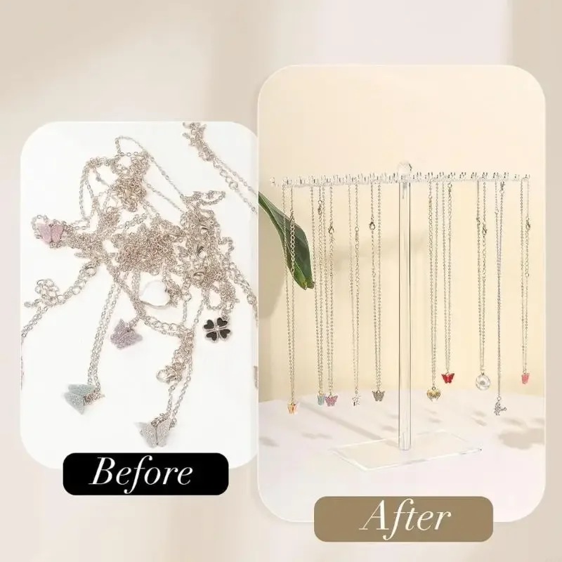 Clear Acrylic Necklace Bracelet Holder Hanging Chain and Bangles Organizers Display Stand for Jewelry Storage Solution