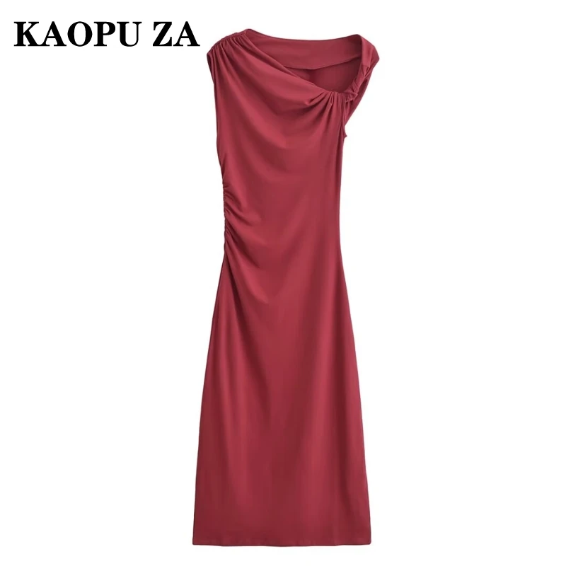 KAOPU ZA-vestido elegante sin mangas para mujer, ropa de otoño a la moda, vestidos largos de Color sólido, corte Regular, primavera 2024