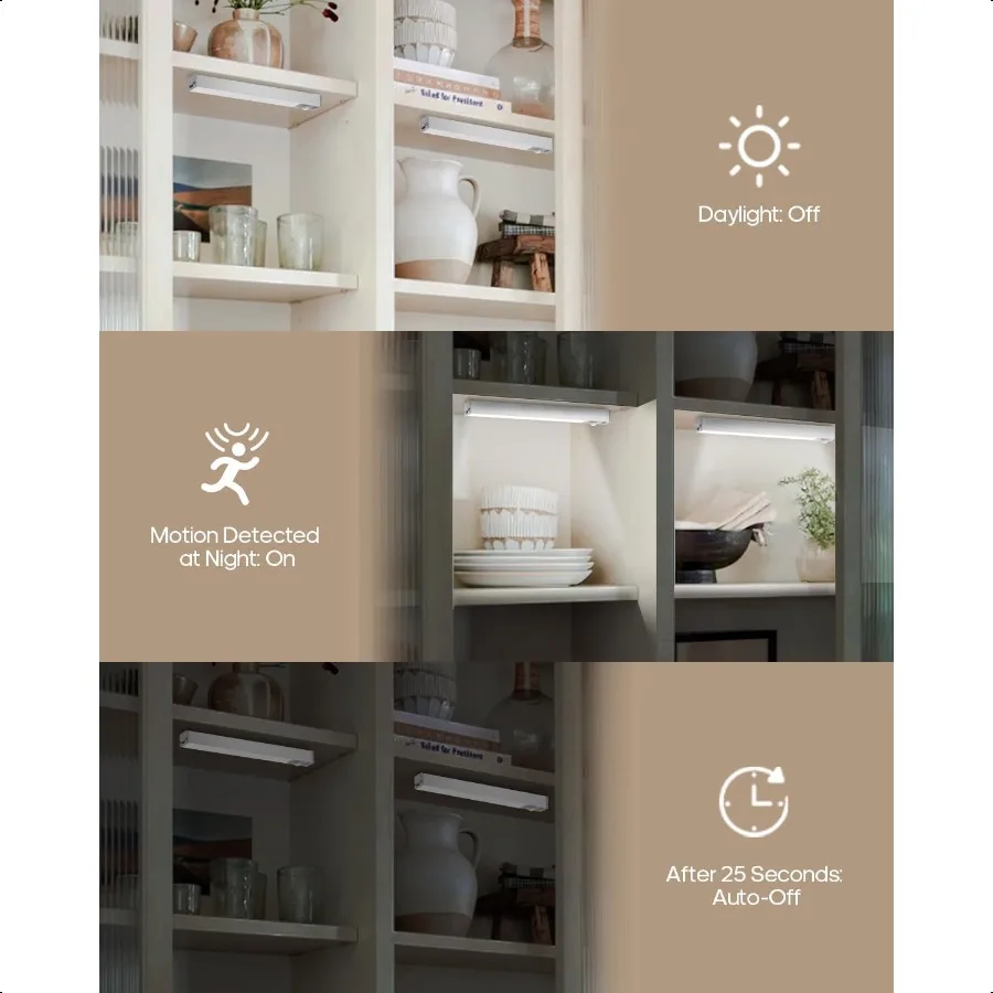 6パックLEDアンダーキャビネットライト、充電ステーション付きワイヤレス、7つの充電式モーションセンサーライト、屋内調光可能なクローゼットライト