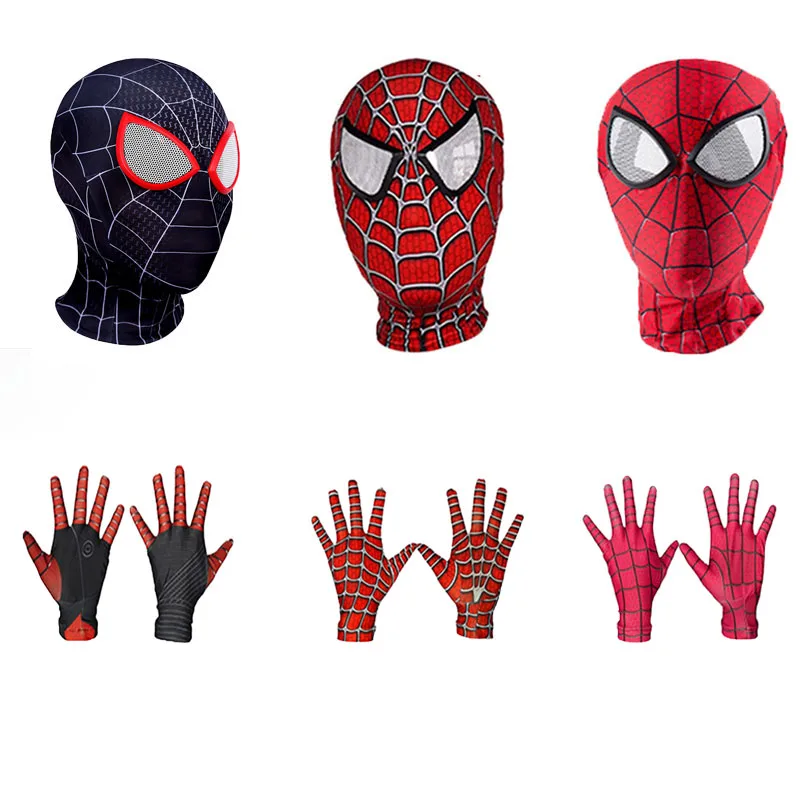 Kids Spider Man Masks Gloves Set Movie Characters Cosplay Mask Set Adult Children Carnival Halloween Christmas Party Props