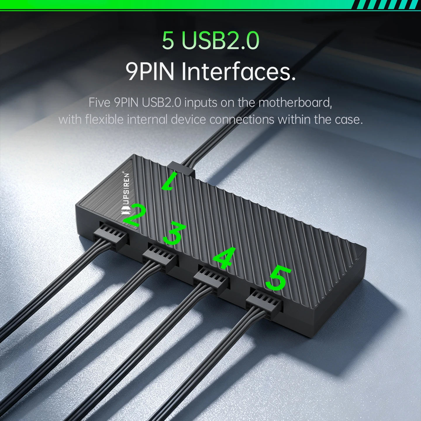 UPSIREN USB 2.0 9pin HUB/Magnetic Adsorption/Supports 5 9-pin Devices/SATA Power/Implementing Multiple Screen Displays