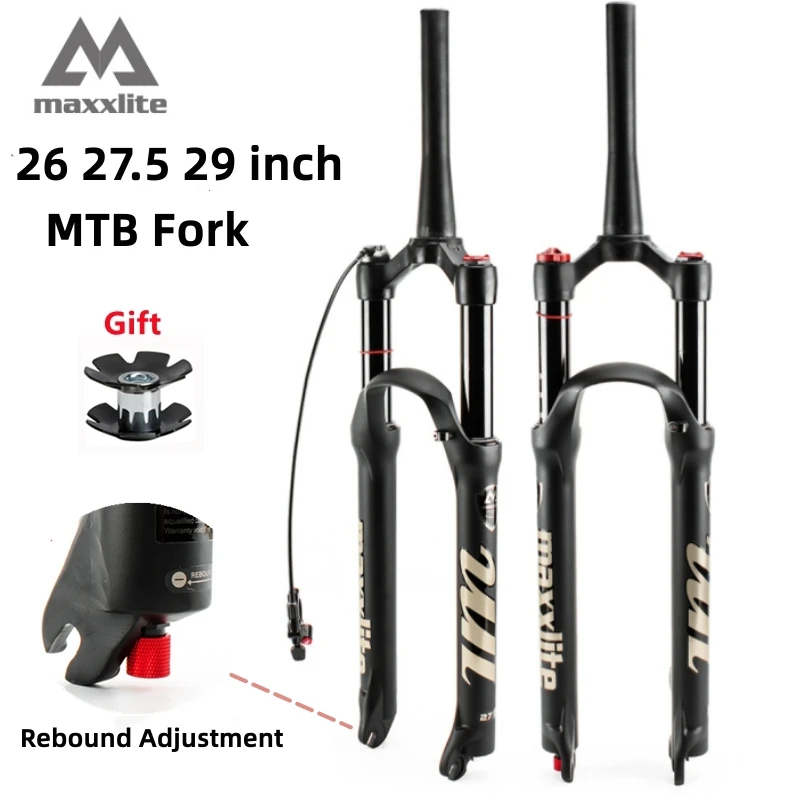 

29 Inch Mountain Bike Suspension Fork 120mm Travel Damping Rebound Adjustment MTB Air Fork 100*9mm QR Tapered Tube Bicycle Parts