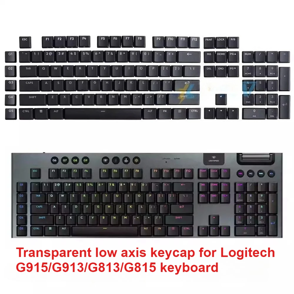 New ABS Transparent Low Axis Keycaps Suitable for Logitech G915/G913/G815/G813/TKL RGB Mechanical Keyboard, Multi Color