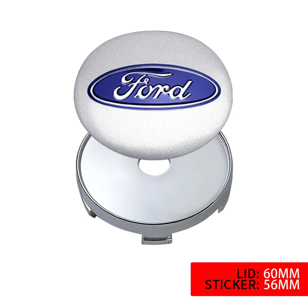 4pcs 56/60mm Car Wheel Center Hub Caps Cover Badge Stickers Center Cover For Ford 2 Fiesta Mondeo Fusion Escape Edge Kuga Shelby