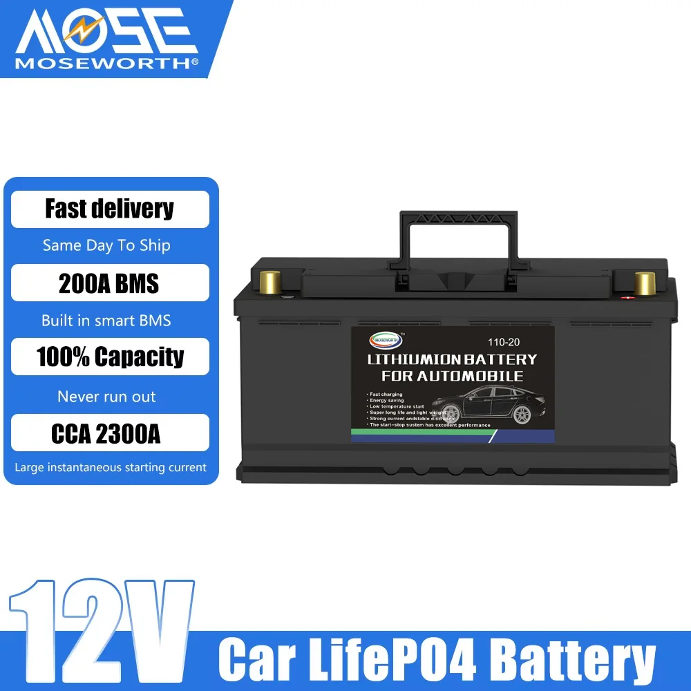 LiFePO4 12V 120Ah Car Battery Starter Battery 2300CCA Lithium Iron Phosphate Automotive Battery Jump Starter Auto Boat Caravan