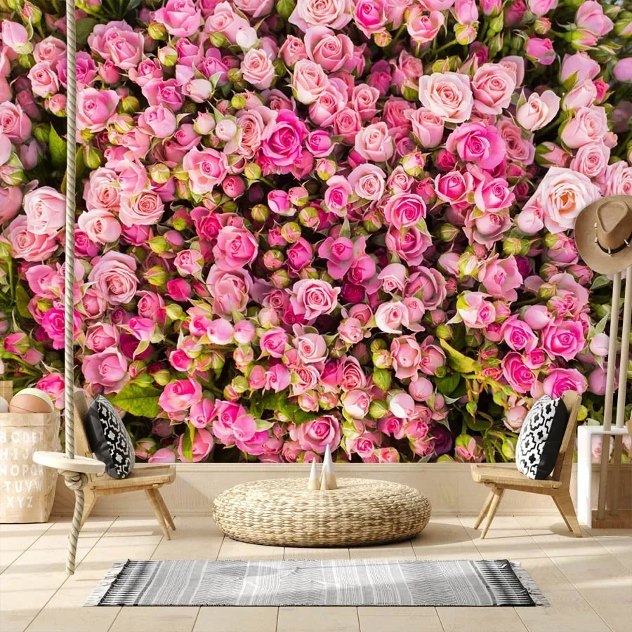 Modern Easy to Apply Peel and Stick Vinyl Wallpapers for Living Room Decoration Red Rose Floral Wall Furniture TV Covering Mural