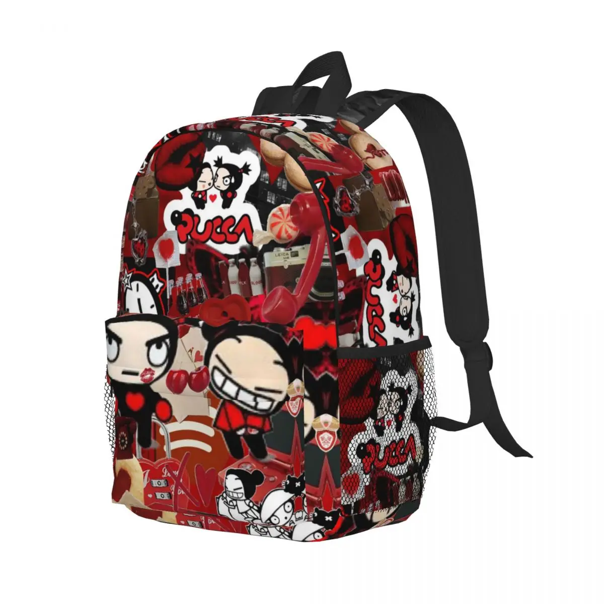 

Pucca Love For You Red Backpack Student Boys Girls BookBag Kids School Bag Computer Shoulder Bags for Men Women