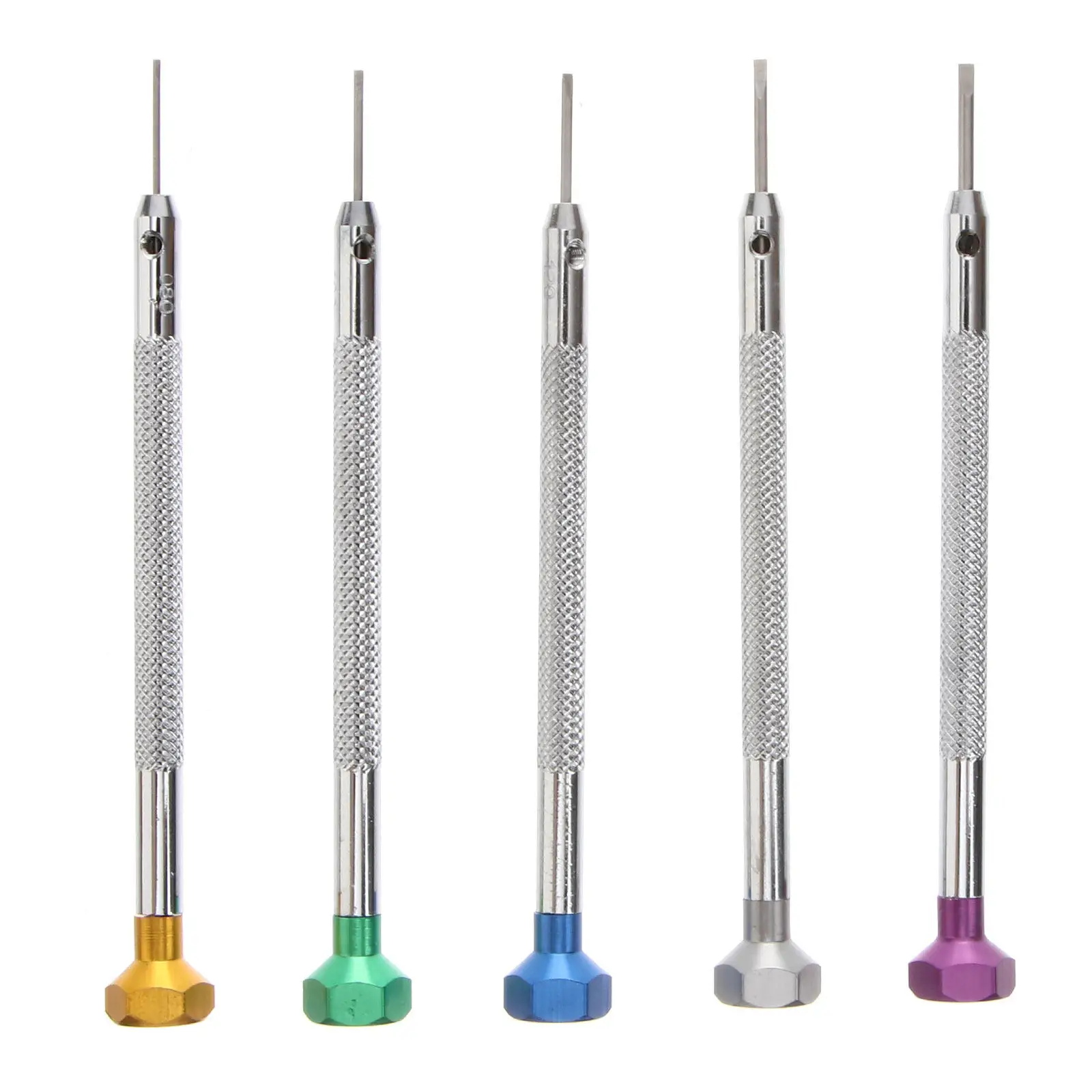 5Pcs Different Sizes Flat Slotted Screwdriver Set Precision Hard Steel Watch Repair Battery Change Eyeglass Frame Tools