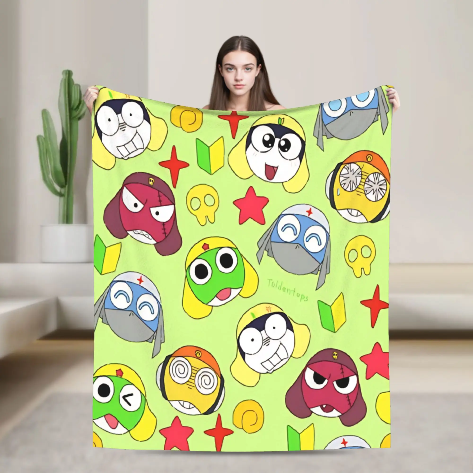 Super Soft Keroro Frog Cartoon Throw Blanket Premium Fleece Flannel Lightweight  Bed Blanket Super Cozy Blankets All Season Use