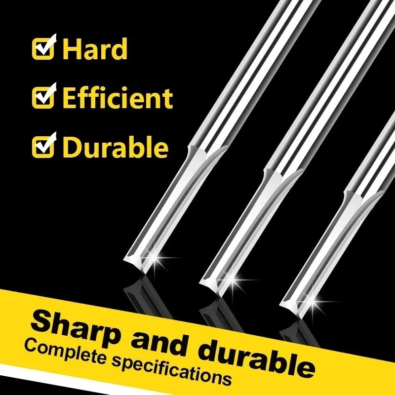 10 adet karbür End Mill 3.175mm (1/8)Shank 2 flüt düz yuvası freze kesicisi MDF plastik ahşap kesici CNC makinesi yönlendirici Bit