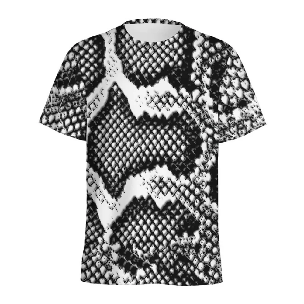Fashion Snake Skin Pattern 3D Printed T-Shirt Men Animal Skins Graphic Round Neck Tee Shirt Street Short Sleeves T Shirts Tops