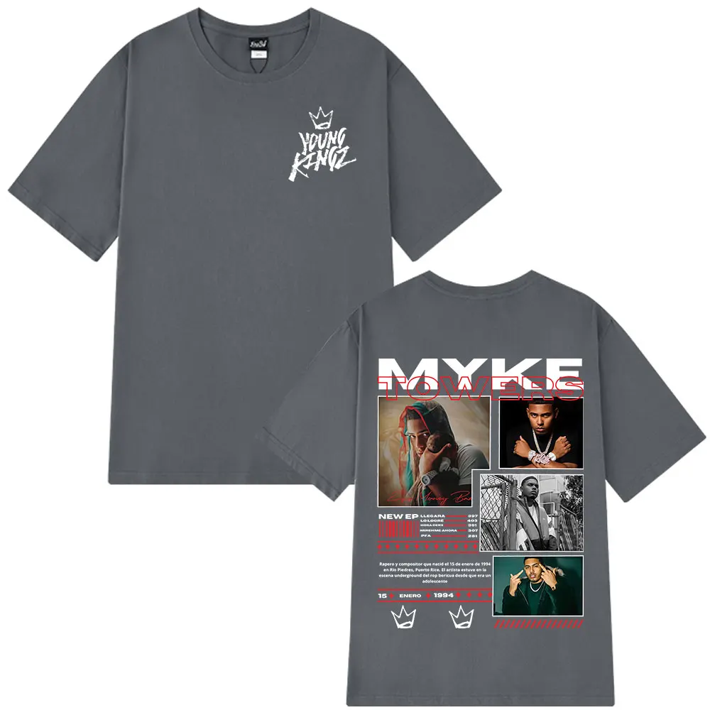 Rapper Myke Towers Grafische T-shirts Mannen Vrouwen Mode Hip Hop Oversized T-shirt Comfort Katoen Korte Mouw T-shirt Streetwear