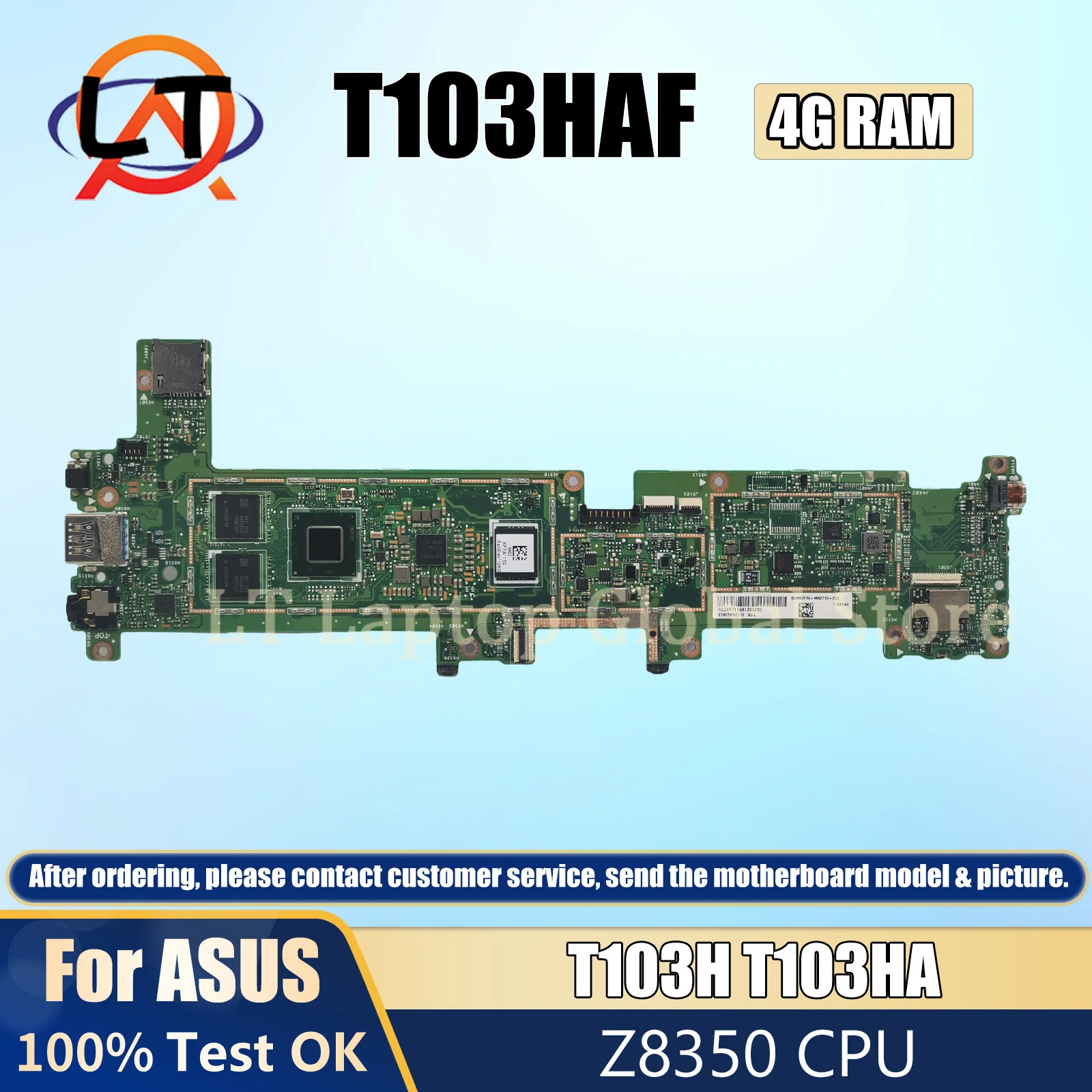 T103HAF Motherboard For ASUS Transformer Mini T103HAF T103HA T103H  Laptop Mainboard with Z8350 CPU 4GB-RAM 0G-SSD Used