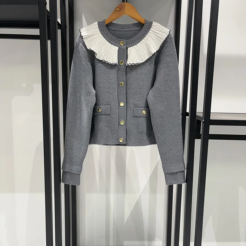 Damski jednorzędowy kardigan z dzianiny baby face, długi rękaw, ciepłe zimowe ubrania, damskie topy.