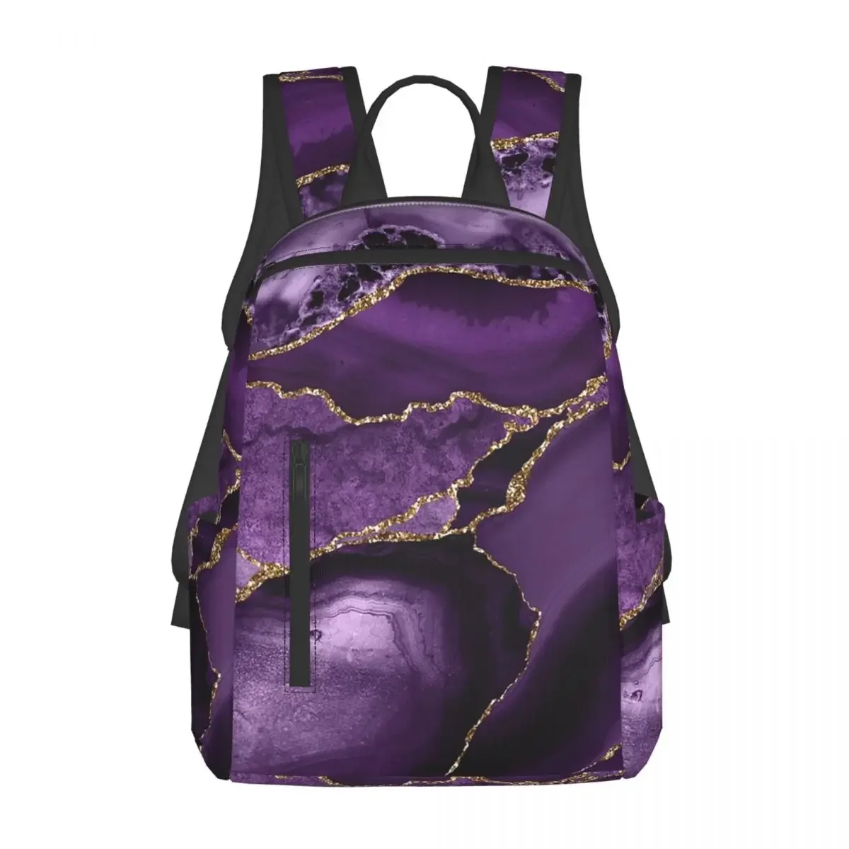 

Purple Faux Marble Abstract Landscap Backpack Daypack Large Capacity Kids BookBag School Bag Shoulder Bags for Men Women