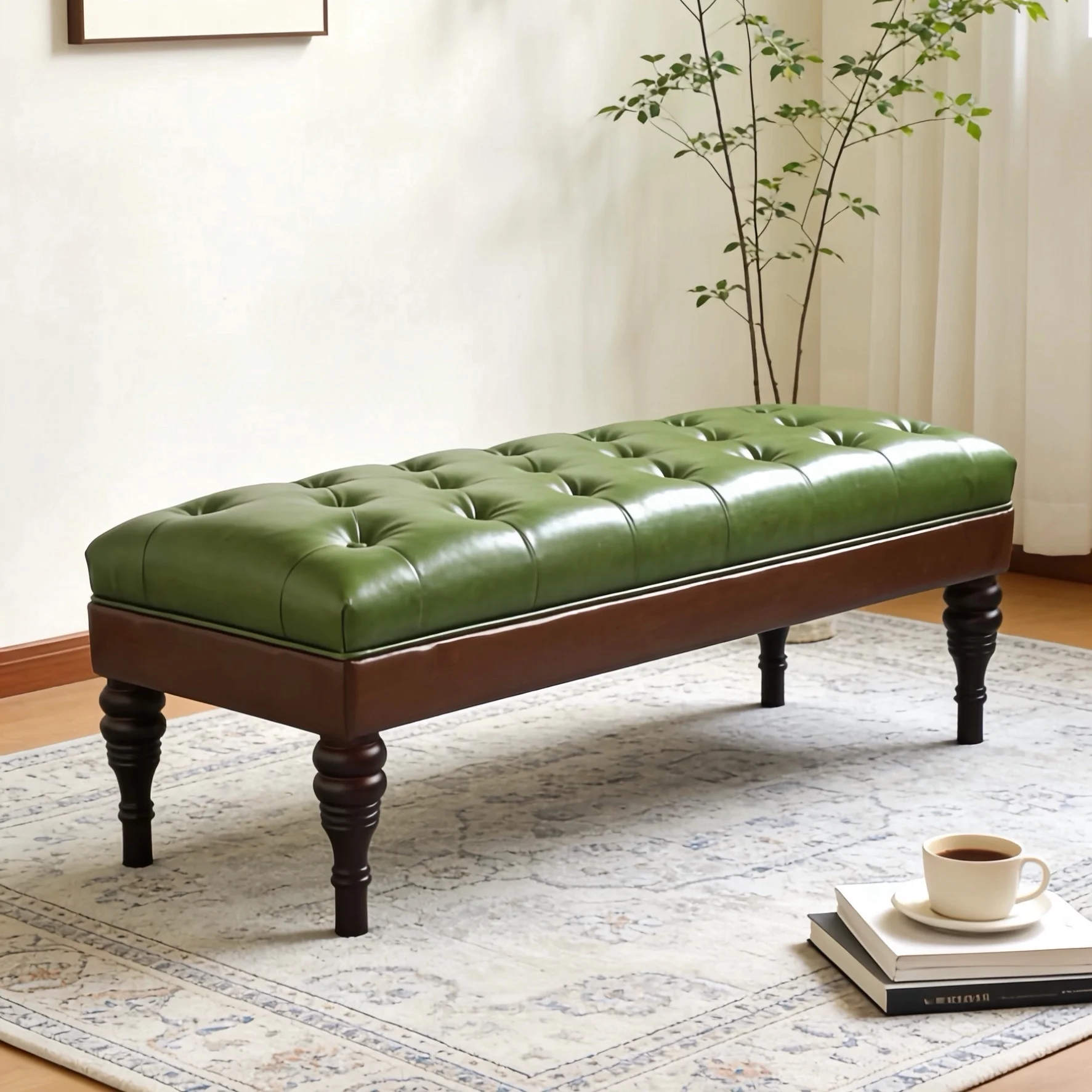 Retro Industrial Loft Leather Bench Multi Use for Piano Bed End and Shoe Changing