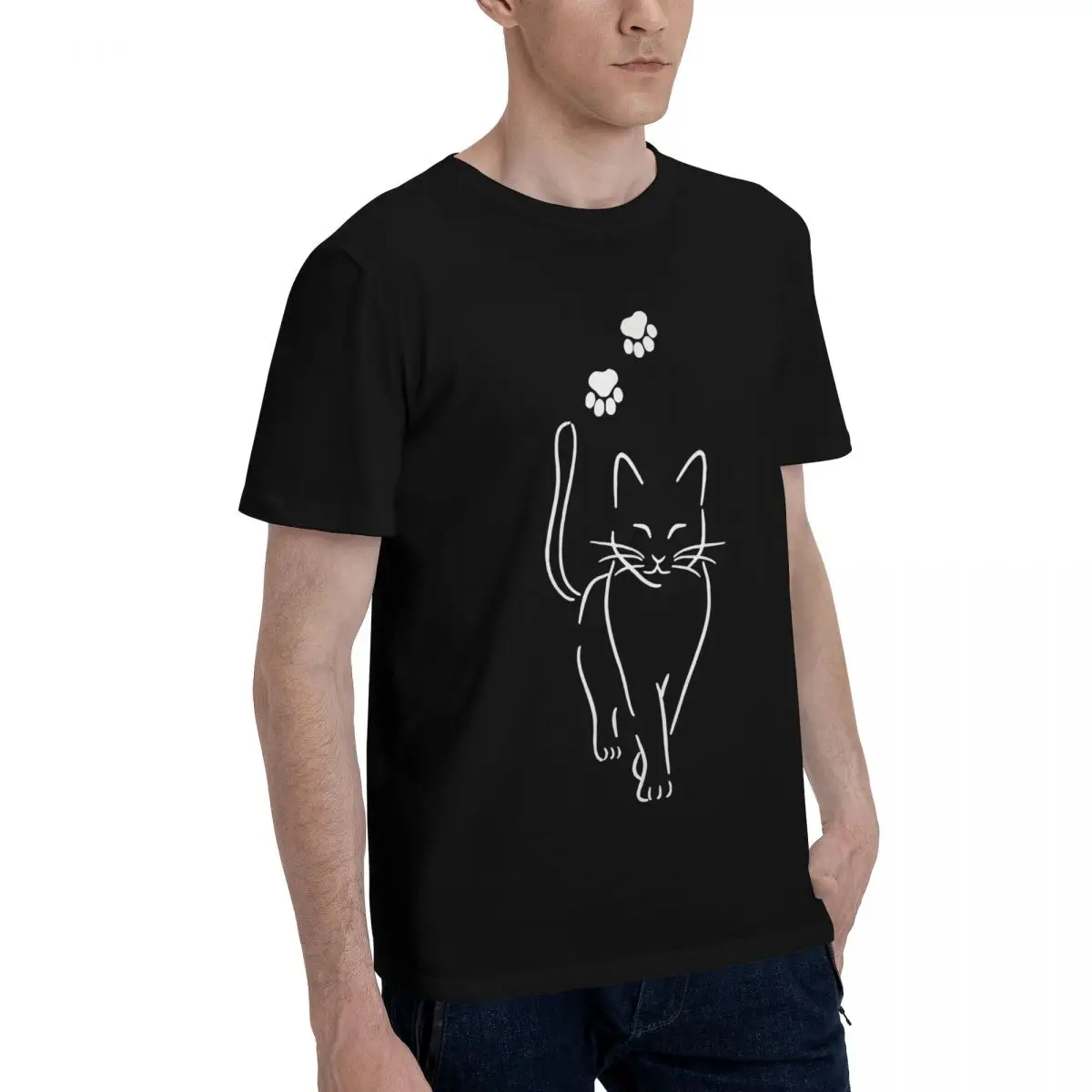 Cute Cat Paws Print Movement Tees Leisure Kemp Novelty High quality USA Size