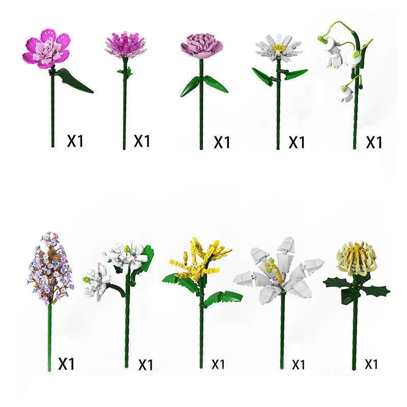 Building Block Bouquet Compatible with Lego Small Particles DIY Flower Decoration Flower Arrangement, Home Ornaments