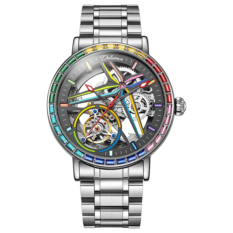 

Skeleton Tourbillon Watches Men Top Brand Luxury 3ATM Waterproof Full Steel Automatic Mechanical Watch Mens Reloj Hombre
