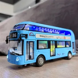 1/36 Double-decker Bus Model Car Toy Alloy Diecast Sound Light Metal Vintage London Autobus Models Toys Collection Kids Gifts